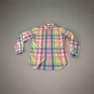 Gap Kids XXL Regular Multicolor Plaid Button-Up Shirt Long Sleeve 100% Cotton